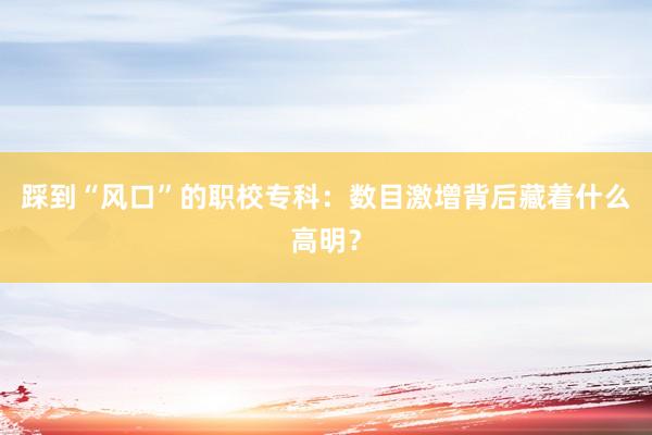 踩到“风口”的职校专科：数目激增背后藏着什么高明？